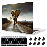 Print Animal Pattern Rubberized Hard Cover Clear Laptop case + Keyboard Skin + Dust Plug for MacBook Pro 15 with Retina (Model:A1398) - Elephant