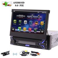 Single Din Android 9.0 Pie Car Stereo 7" HD Capacitive TouchScreen Bluetooth GPS Radio InDash Navigation 1 Din Auto FM AM RDS Receiver Support SWC Mirror Link Wifi CAM-IN With Wireless Back-up Camera