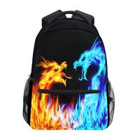Red Blue Fire Dragon School Laptop Backpack Galaxy Teens Girls Boys Kids School Bags Bookbag, Monster Animal Water Resistant College Travel Computer Notebooks Daypack for Men Women