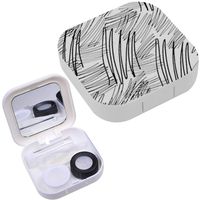 Portable Contact Lens Case Box Travel Kit Mirror + Bottle + Tweezers Container Holder [ Doodle Pen ]