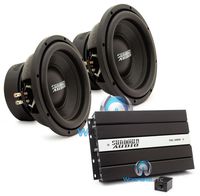 pkg Pair of Sundown Audio E-10 V.3 D4 10" 500W RMS Dual 4-Ohm EV.3 Series Subwoofers with Sundown Audio SAE-1000D v2 Monoblock 1000W RMS Digital Class D Amplifier