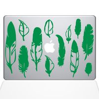 The Decal Guru Woodland Feathers MacBook Decal Vinyl Sticker - 11" MacBook Air - Green (1267-MAC-11A-LG)