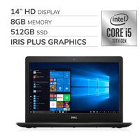 Dell Inspiron 2020 Premium 14" HD Laptop Notebook Computer, 4-Core 10th Gen Intel Core i5-1035G4 up to 3.7 GHz, Iris Plus Graphics, 8GB RAM, 512GB SSD, No DVD,Webcam,Bluetooth,Wi-Fi,HDMI,Windows 10