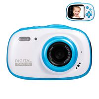 Abdtech Kids Digital Waterproof Camera, Underwater Action Cam Video Recorder with Funny Frame 16GB SD Card for Girls Boys, Mini Cam Built in MP3 MP4 for Swimming Pool Beach Play (Blue)
