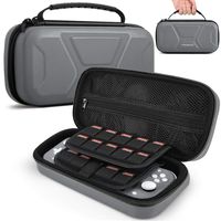 MoKo Carry Case for Nintendo Switch Lite, Fits AC Wall Charger Adapter, Protective Hard Shell Travel Carrying Case Pouch for Switch Lite & Accessories with 20 Games Cartridges - Gray