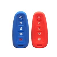 Ezzy Auto Red and Navy Blue Silicone Key Fob Case Covers Smart Key Case Shell Key Protector Key Jacket For Lincoln Ford 5 Buttons