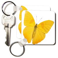 3dRose Butterfly Yellow - Key Chains, 2.25 x 4.5 inches, set of 2 (kc_33264_1)