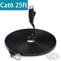 25 ft Ethernet Cable, Cat6 Wireless Network Cable for PS4 Xbox One, Flat Gigabit Ethernet Cord with RJ45 Snagless Connector, Computer LAN Internet Cable for Switch, ethernet Adapter,Black