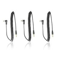 Foto&Tech 3.5 mm to Male Flash PC Sync Cable 14-Inch Coiled Cord with Screw Lock Suitable for Nikon, Canon, and Most DSLR Cameras Pocketwizard Miniphone PC1 with Foto&Tech Velvet Bag (3 PCS)