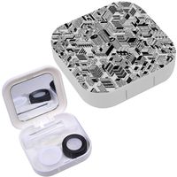 Portable Contact Lens Case Box Travel Kit Mirror + Bottle + Tweezers Container Holder [ City ]