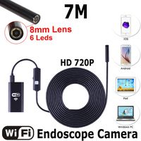 Wireless Endoscope 1080P WiFi Borescope Inspection Camera 2.0 Megapixels HD Snake Camera for Android and IOS Smartphone, iPhone,Samsung,Tablet - Black 7 Meter