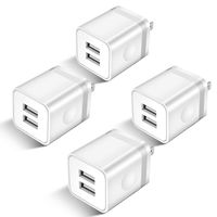 STELECH USB Wall Charger, 4-Pack 2.1Amp 2-Port USB Plug Cube Power Adapter Charger Block Compatible with Phone Xs Max/Xs/XR/X/8/7/6 Plus/5S, Samsung, LG, Moto, Nokia, Kindle, Android Phone -Upgraded