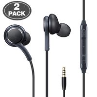 Aux Headphones/Earphones/Earbuds, (2 Pack) ebasy 3.5mm Wired in-Ear Headphones with Mic and Remote Control for Samsung Galaxy S9 S8 S7 S6 S5 S4 Edge + Note 4 5 6 7 8 9 and More Android Devices(Black)