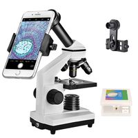 Gosky Student Biological Compound Microscope 40x - 640x Optical Glass Lenses Microscope with 16x Eyepiece Smartphone Digiscoping Adapter and Microscope Slide Set