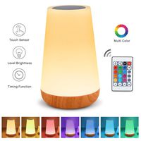 Table Lamp Touch Night Light - Portable Sensor Remote Control Bedside Lamps with Quick Rechargeable USB Dimmable Warm White Light 13 Colors RGB Table Lamp for Bedroom Living Room Office (White)