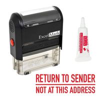 ExcelMark Return to Sender NOT at This Address Self Inking Rubber Stamp - Red Ink (A2359) - Large Size (Stamp Plus 5cc Refill Ink)