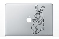 Cute Hopping Bunny with Carrot MacBook Laptop Vinyl Sticker Decal BLACK Easter Happy Kids Children Baby Nursery Girls Boy Peter Rabbit Cottontail Cartoon