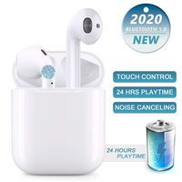 Wireless Earbuds Bluetooth 5.0 Headphones with【24Hrs Charging Case】 3D Stereo Headphones in-Ear Headset Built-in Mic, Pop-ups Auto Pairing Headphones for Apple/AirPods/iPhone/Samsung/Android (White)