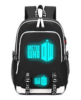 Timmor Dr Who Laptop Backpack with USB Charging Port, Middle School College Bookbags for Women Men.(Blcak3)
