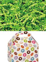 Donuts Print Design Gable Gift Box with Choice of Crinkle Paper Shred Color 8.5"x4.75"x5.5" with Handle (Lime Green Shred)