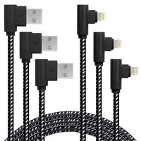 Made for The Game Connecting Cable, [3-Pack] 6ft 90 Degree Durable and Fast Charging Cable Compatible with iPhone Xs Max/XS/XR/7/7Plus/X/8/8Plus/6S/6S Plus/SE (6ft, Black White)