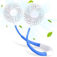 Portable Small fan, Mini Neck Fan, Hands Free Personal Fan, USB 2000MAH Rechargeable Battery Operated Necklace Fan with Led Light, 3 Speeds 360 Degree Adjustment for Travel Office Outdoor Sport -White