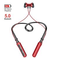 Wireless Running Headphones Bluetooth 5.0 Neckband Headphones Retractable 10Hrs Playtime, Magnetic in-Ear Earphones Noise Cancelling Workout Headphones with Mic for iPhone 7/8, HiFi Stereo (Red)