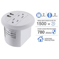 Power Grommet, Desktop Power Outlet 2 US Plugs & 2 USB Ports for Computer, Desk/Table, Kitchen, Office,Home,Hotel and More (white)