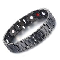 WangGao Men Stainless Steel Healing Magnetic Therapy Bracelets for Arthritis,Black