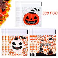 300Pcs Halloween Candy Bag, Ztent Cellophane Snack Bags Clear Cookie Treat Bags, Self Adhesive Plastic Gift Bags for Halloween Party Supplies Homemade Craft Snack Packing (3 Styles)