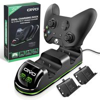 OIVO Xbox One Controller Charger, Fast Dual Charging Station Updated LED Strap, Remote Charger Dock - 2 Rechargeable Battery Packs Included
