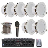 Lectronify 2-Ch. Bluetooth Home Audio Amplifier, (6) 3.5" 2-Way Ceiling/Wall Speakers, Unidirectional Handheld Dynamic Microphone and 250 ft. Speaker Wire