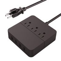 Power Strip 4 USB 3 Outlet with Power Switch,Portable Intelligent Socket with Overload Protection,Desktop Charging Station 5 ft Extension Cord