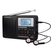 Retekess V111 Portable AM FM Shortwave Radio Alarm Clock Battery Operated AA Battery with Earphones Jack Sleep Timer for Travel(Black)