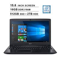 2019 Acer Aspire E5 15.6 Inch FHD Laptop (8th Gen Intel Core i3-8130U up to 3.4 GHz, 16GB RAM, 512GB SSD (Boot) + 2TB HDD, Intel UHD 620, DVD, WiFi, Bluetooth, HDMI, Windows 10 Home)