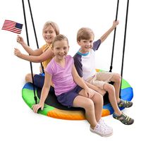 Juegoal 40 Inch Saucer Tree Swing, Large Rope Swing with Children Swing Platform Bonus Carabiner for Hanging Rope Outdoor
