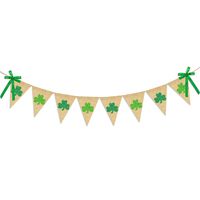Glitter Shamrock Garland Banner Burlap | Rustic St. Patrick's Day Shamrock Garland | St. Patrick's Day Decorations | Shamrock Clover Garland Banner | Irish Lucky Day Home Outdoor Hanging Decor