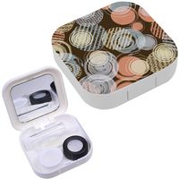 Portable Contact Lens Case Box Travel Kit Mirror + Bottle + Tweezers Container Holder [ Grunge ]
