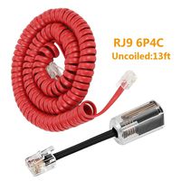 Telephone Handset Cord Detangler,Uvital 1 Pack Landline Handset Cord Cable 13Ft Uncoiled(1.56 Ft Coiled) and 1 Pack Anti-Tangle Telephone Cord Untangler 360 Degree Rotating Swivel Cord(Red)
