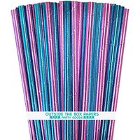 Gender Reveal Foil Paper Straws - Pink Blue - 7.75 Inches - 100 Pack