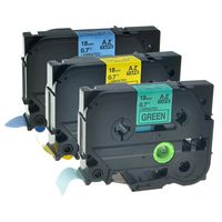 GREENCYCLE 3 Pack Black on Blue/Yellow/Green Label Tape Compatible for Brother Tze 541 TZ 541 Tze 641 TZ641 Tze 741 TZ 741,3/4 Inch,P-Touch PT-D600 Labeling Maker