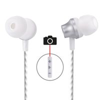in-Ear Earbuds with Selfie, Kicoeoy Wired Earphones Stereo Bass Headphones Noise Cancelling Headset with Built-in Mic and Volume Control 3 Extra Silicone Ear Buds(S/M/L) (Silver)