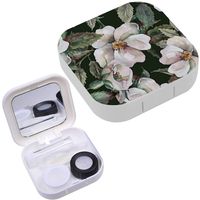 Portable Contact Lens Case Box Travel Kit Mirror + Bottle + Tweezers Container Holder [ Wild Roses ]