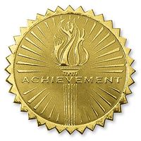 Deluxe Embossed Achievement Torch Certificate Seals, 102 Count (Gold)
