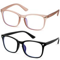 GEKKALE Blue Light Blocking Computer Glasses Square Nerd Eyeglasses Frame Anti Eye Strain Headache Computer Reading Glasses UV400 Transparent Lens, 2 Pack