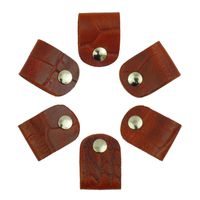 Leather Cord Orangizer Clips Set, 6 Snap Closed Pieces, Mahogany