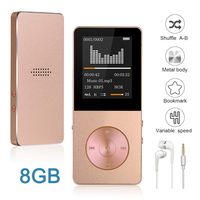 Mp3 Player Widon 8GB Mp4 Music Player Built-in Speaker HiFi Shuffle A-B Playback Bookmark Variable Speed Metal Body FM Radio Voice Recorder Gift for Kids Language Learning Gold 5