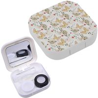 Portable Contact Lens Case Box Travel Kit Mirror + Bottle + Tweezers Container Holder [ Butterflyss ]