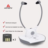 Wireless Hearing Aid Headset System,Artiste 2.4G TV Assistive Listening Headphones, Including Wireless Transmitter,for Elderly Hearing Aid Headset,TV Sound Amplifier,2 Packs Battery-White