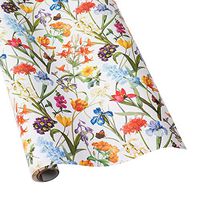Caspari Redoute Floral Gift Wrap Roll in White - Three 30 in x 5 ft Rolls